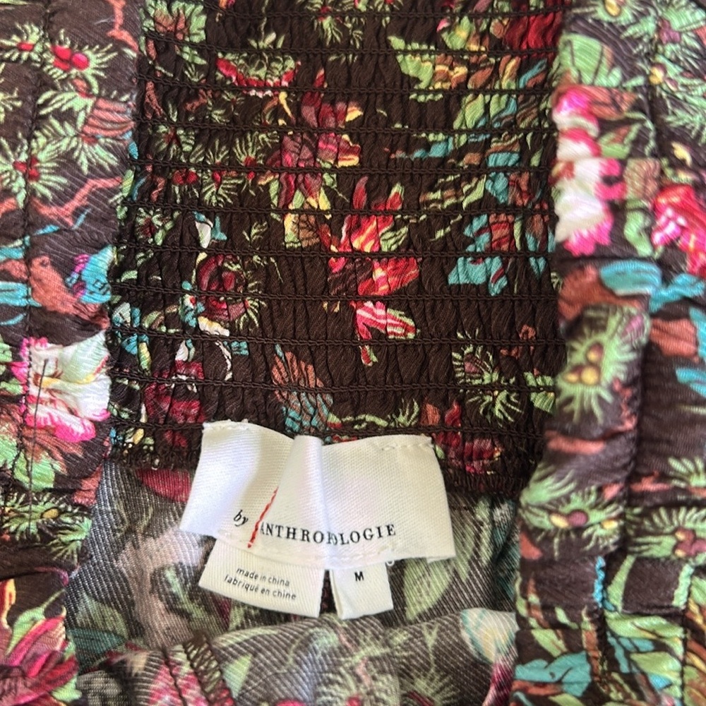 Anthropologie Smocked High Waist Floral Shorts - M - Picture 6 of 10